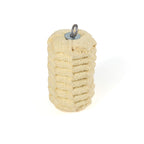 Replacement rope dart wick head, beige cylinder with metal loop cap and stitched ridges