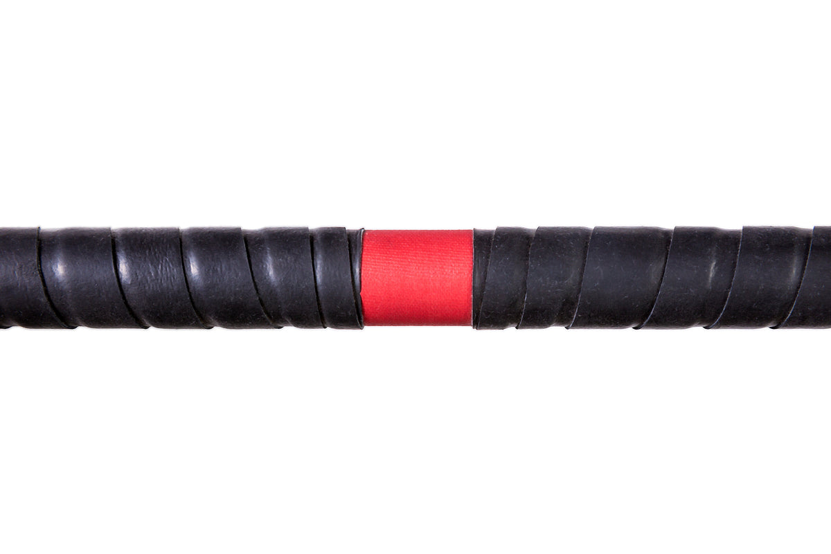 Fire staff center section with red connector band between black wraps