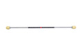 Fire staff with ribbed yellow wick tips on a silver metal pole