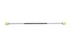 Fire staff with ribbed yellow wick tips on a silver metal pole