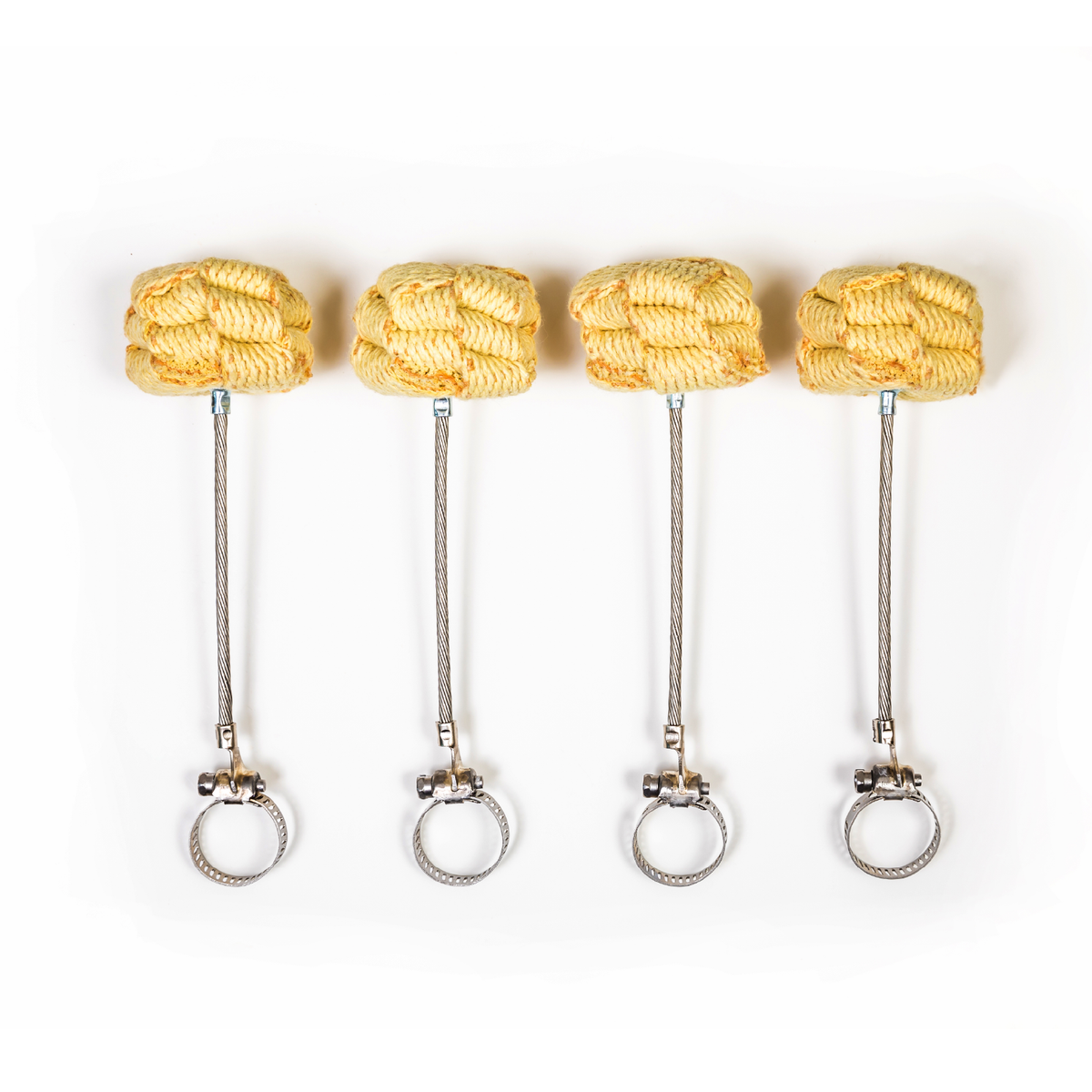 Braided yellow-topped hoop earrings with silver rings and hooks