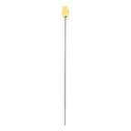 Unlit fire torch with a tan woven head on a thin metal rod