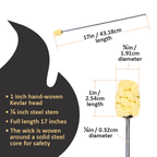 Fire torch with tan hand-woven Kevlar head and black metal stem