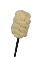 Cream knitted fire-eating torch head on black handle