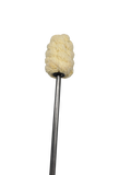 Close-up of tan woven Kevlar torch head on a black metal rod
