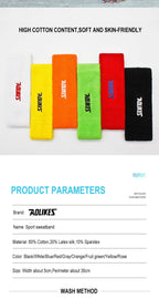 Assorted cotton sport sweatbands in bright colors with AOLIKES embroidered logo