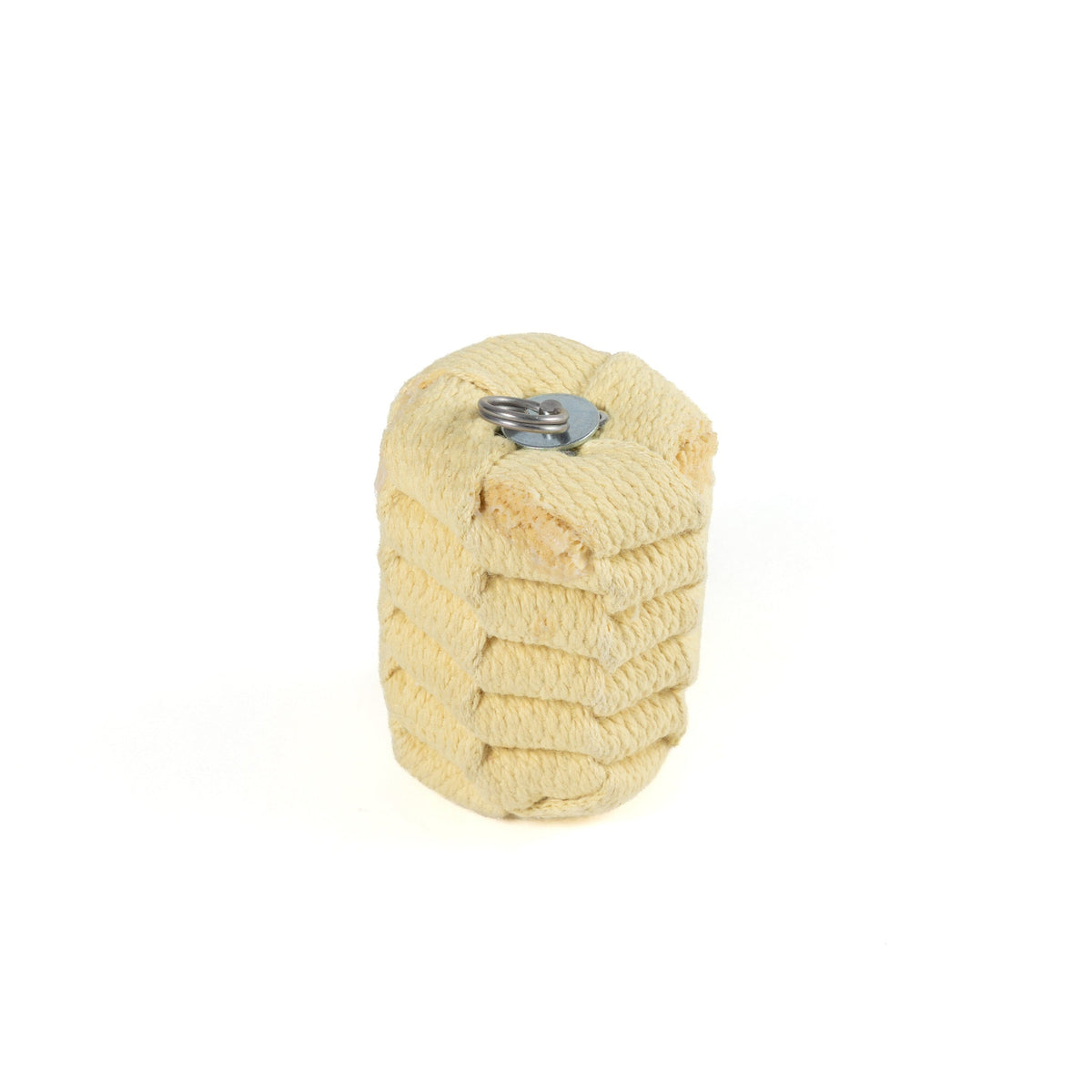 Replacement rope dart wick head, beige cylindrical wick with metal ring on top
