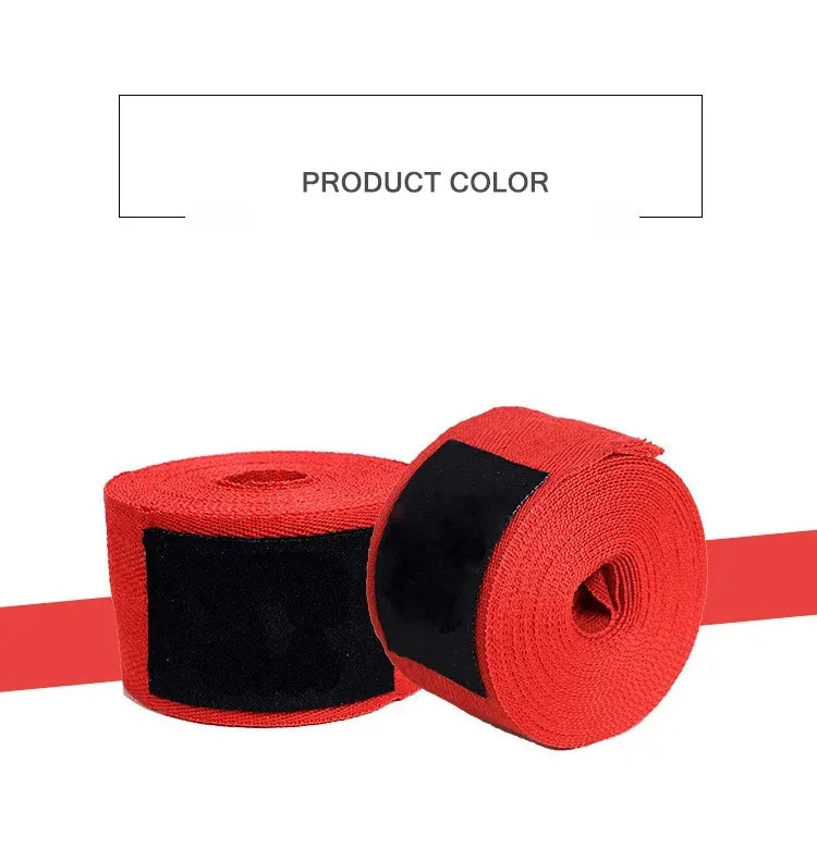 Red cotton wrist wrap rolls with black fastening strip label