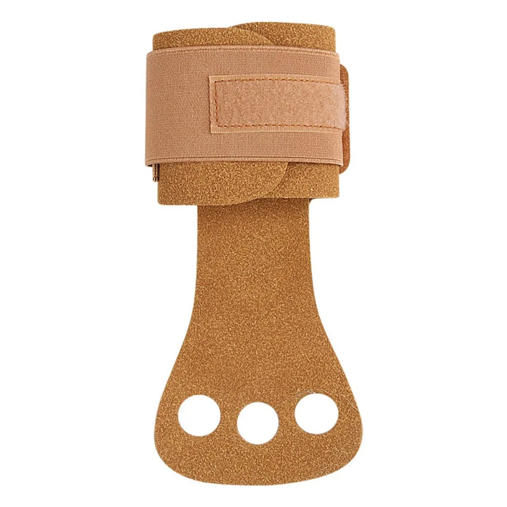 Pair of aerial grip wraps, brown with hook-and-loop strap and three cutout dots