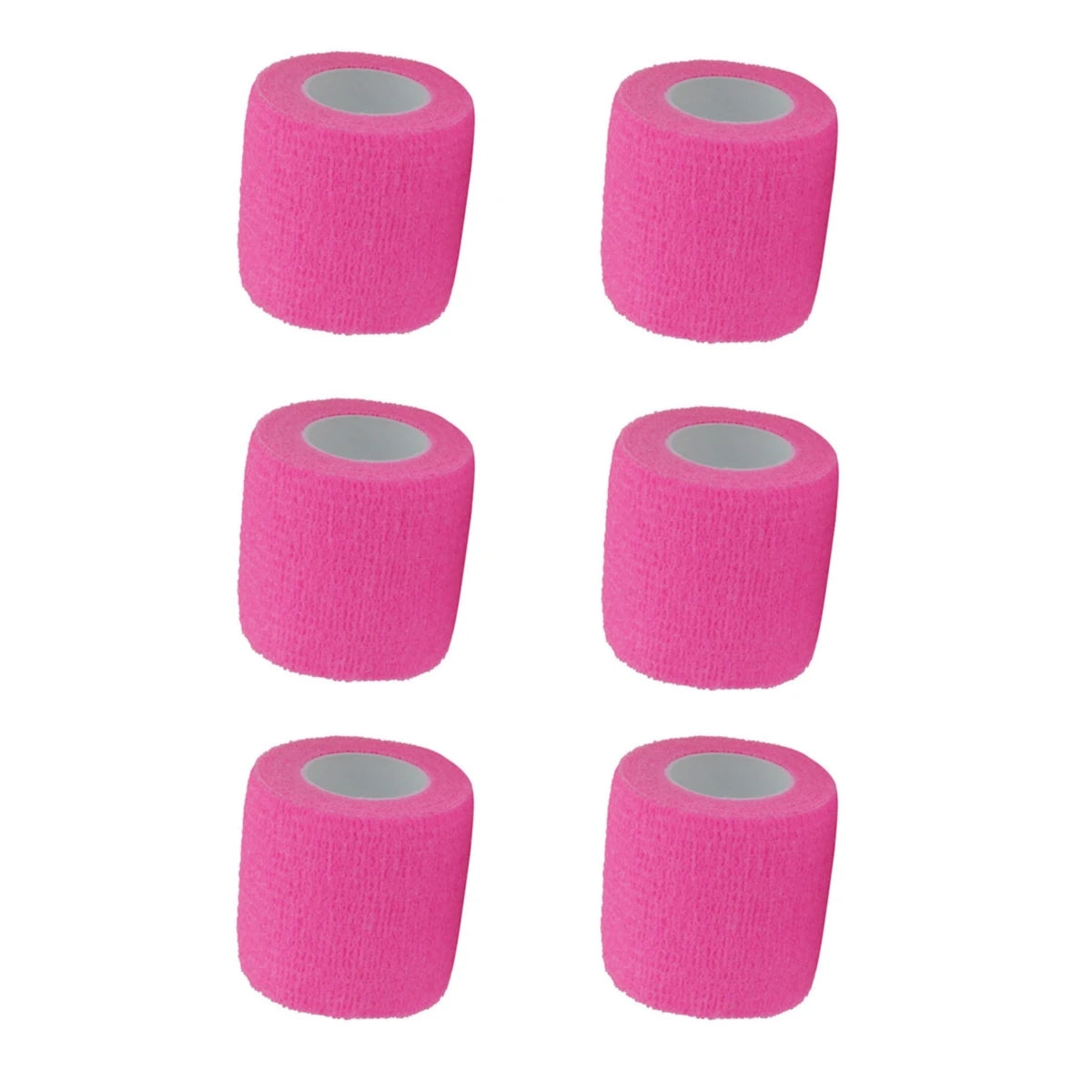 Set of pink self-adhesive wrist bandage rolls, matching bright pink color