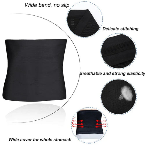 Black breathable waist band with wide cover and delicate stitching