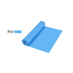 Blue resistance band roll, smooth elastic sheet coiled with a rolled edge