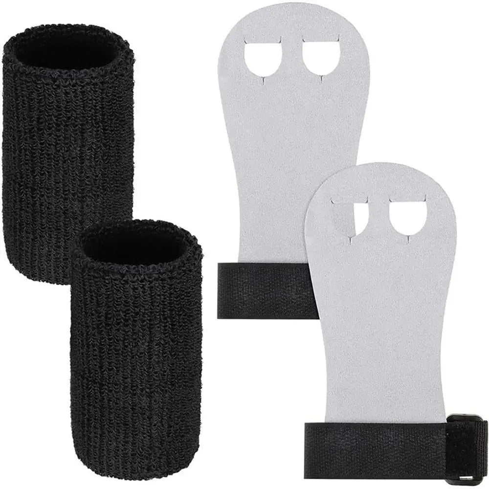 Youth aerial grip set with black grips and black wrist straps on gray hand covers