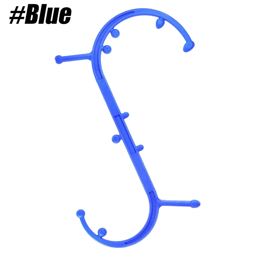 Handheld self-massage cane in blue, curved handle with massage nubs