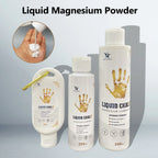 Liquid magnesium grip bottles (50, 100, 200 ml) with golden handprint label
