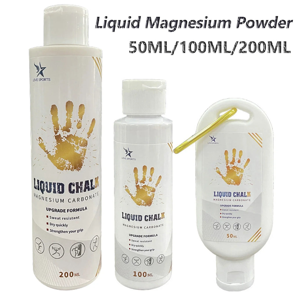 Liquid magnesium grip bottles with pump cap, sizes 50 ml, 100 ml, 200 ml