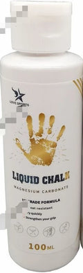 100 ml liquid chalk bottle with gold handprint and grip branding