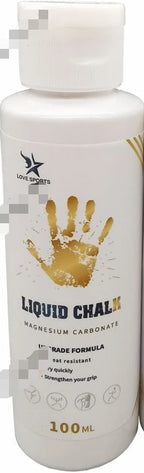 100 ml liquid chalk bottle with gold handprint and grip branding
