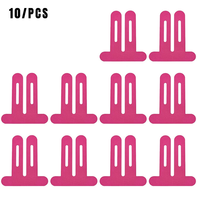 Pink knee kinesiology tape strips, pack layout showing 10 pieces