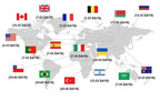 Worldwide shipping timeline map with country flags and estimated delivery days