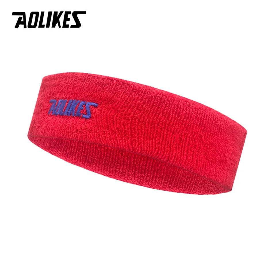 Cotton sport sweatband in red with AOLIKES logo patch
