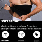 Black core guard waist band with wide wrap and smooth elastic edge