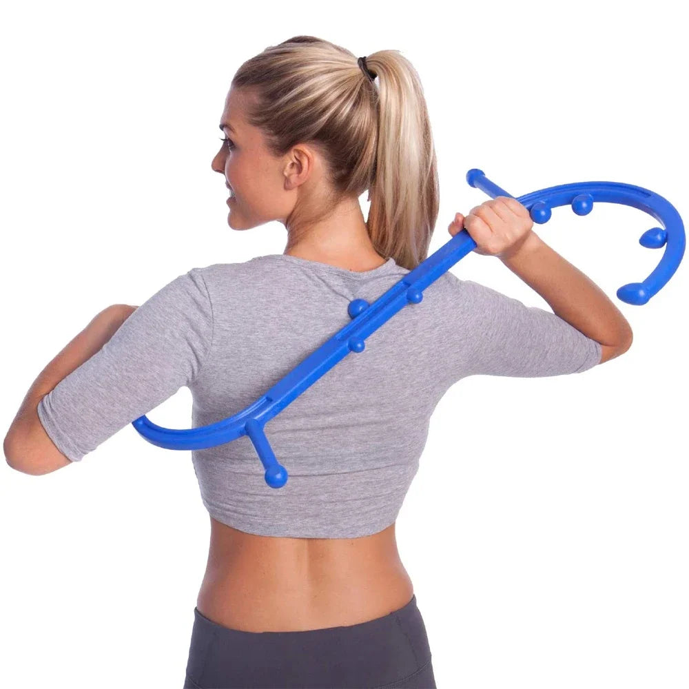 Set of green, blue, and black handheld self-massage canes with knob tips