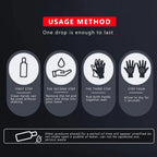 Usage method panel for liquid magnesium grip with drop and step icons