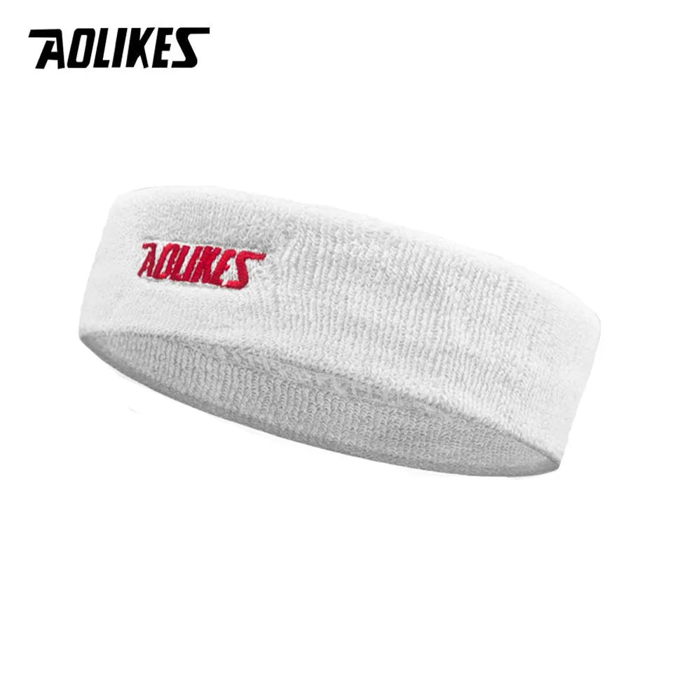 Cotton sport sweatband in light gray with AOLIKES logo patch