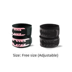 Wrist brace pair set: pink-and-black braces shown together, adjustable double straps