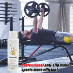 Liquid magnesium grip bottle with golden handprint label, standing upright
