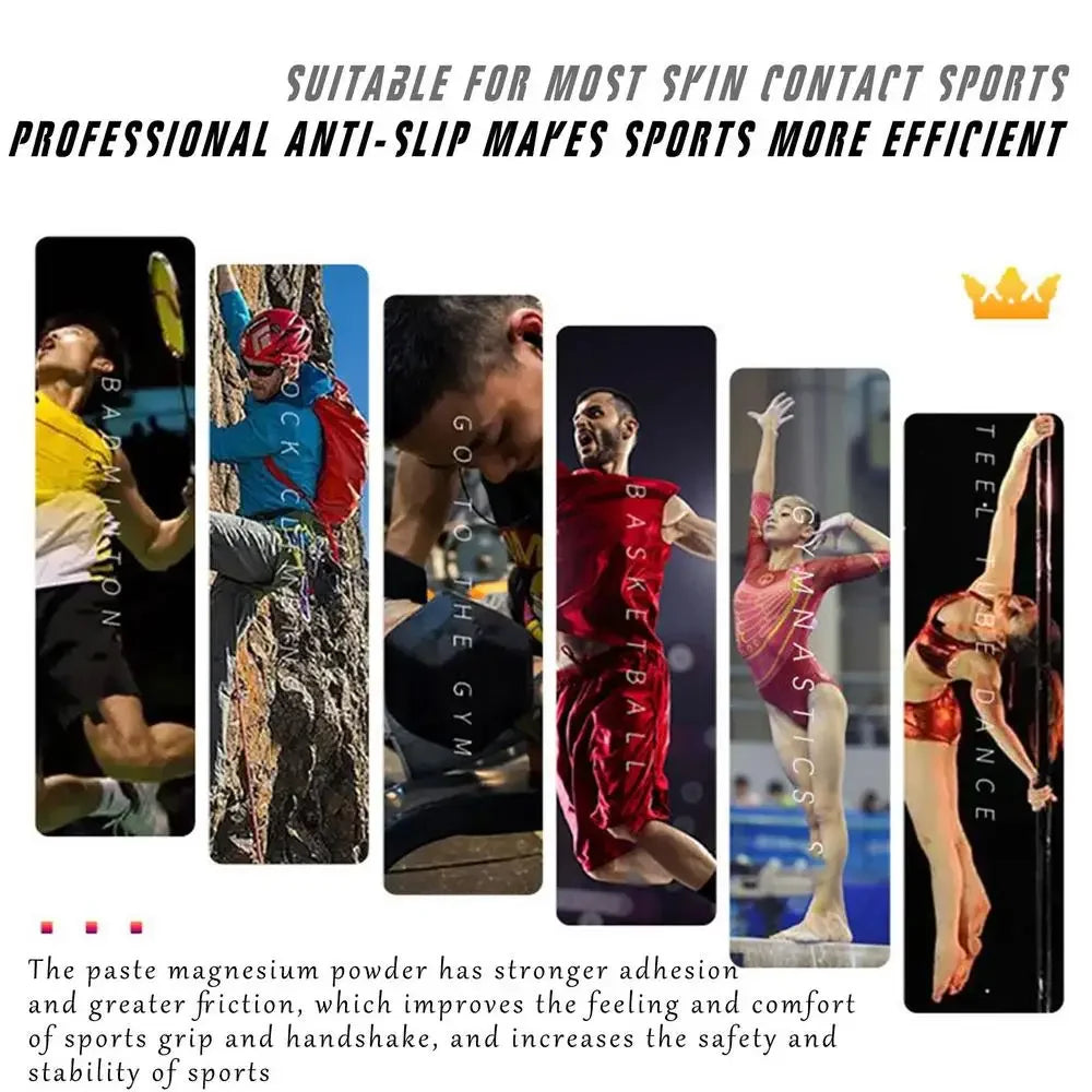 Liquid magnesium grip anti-slip sports collage with people in active poses