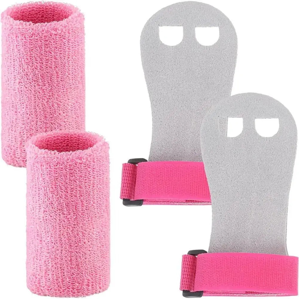 Youth aerial grip set with pink grips and pink wristbands
