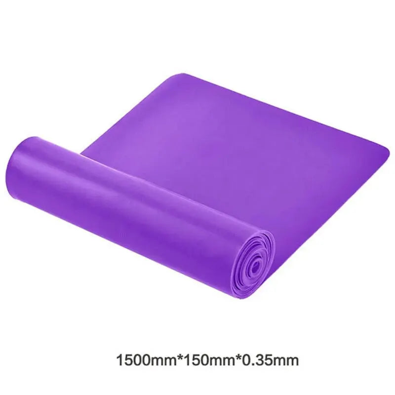Purple resistance band roll, smooth elastic sheet coiled with a rolled edge