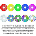 Multicolor LED poi light rings set: red, yellow, green, blue, purple